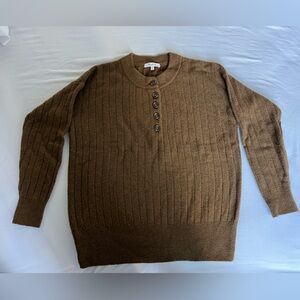 Madewell Bowden Henley Sweater in Coziest Yarn (xx-small) heather mulch